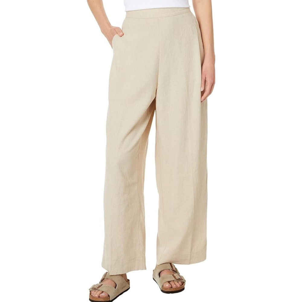 Madewell Pull On Straight Crop Linen Blend Casual Pants US Women's 14 Plus New